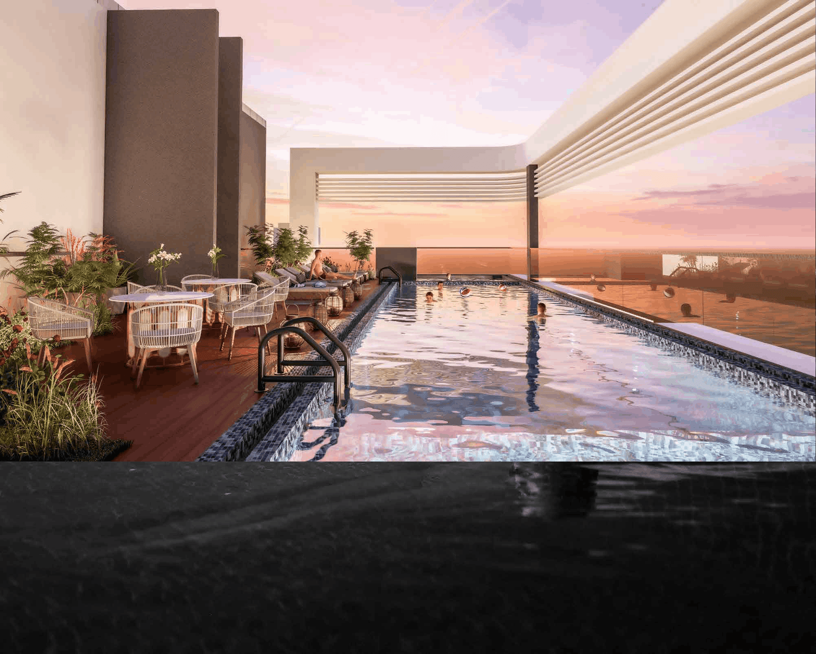 Rooftop infinity pool at Vogue 77